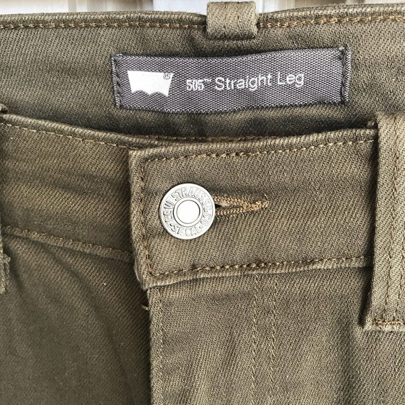 Levis 505 Jeans 4M/27 32L Straight Leg Olive Green NWOT - Picture 2 of 4